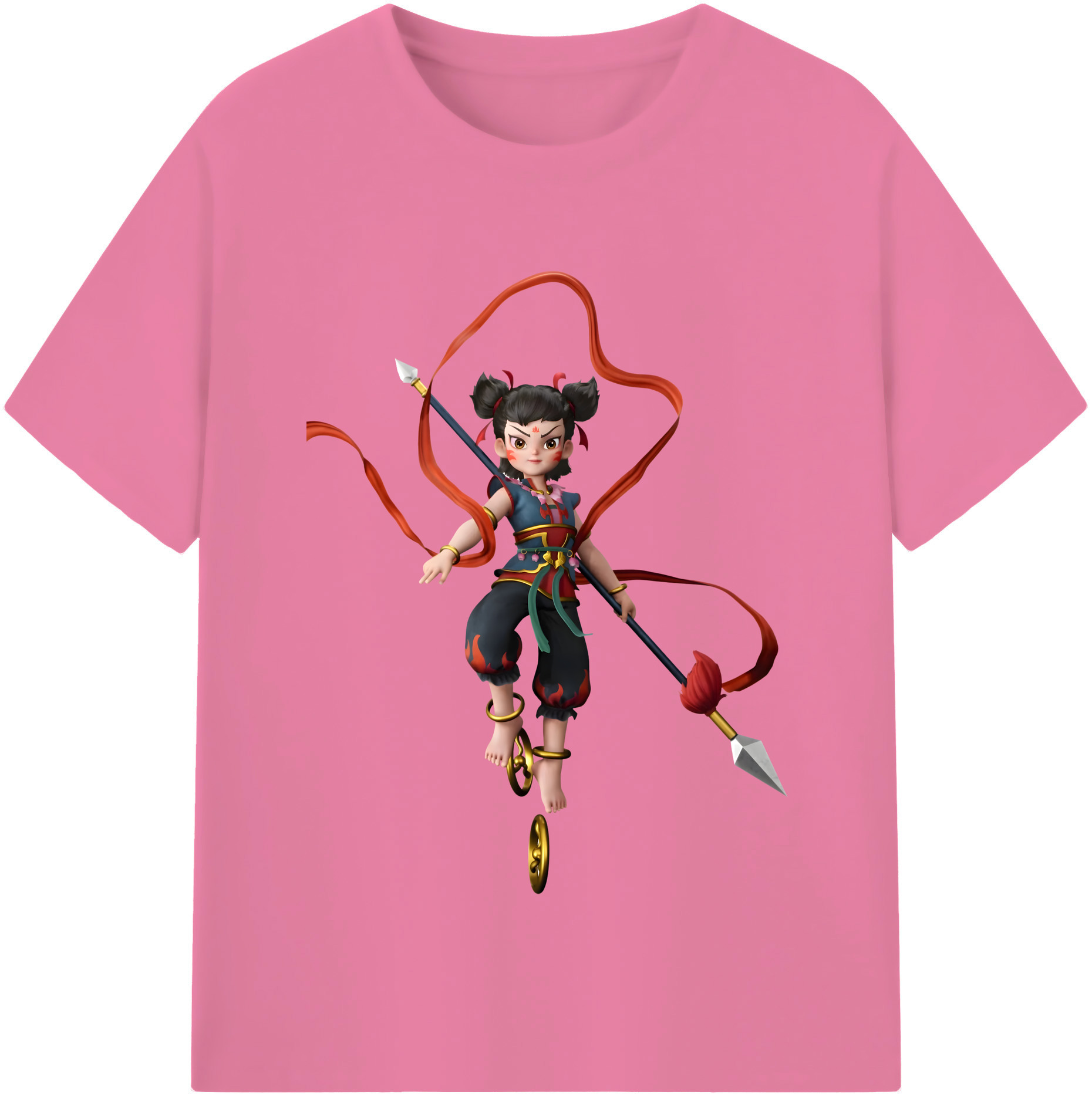 （画像用） Ne Zha 2 ナタ 魔童の大暴れ 綿100％半袖Tシャツ（フロントプリント）